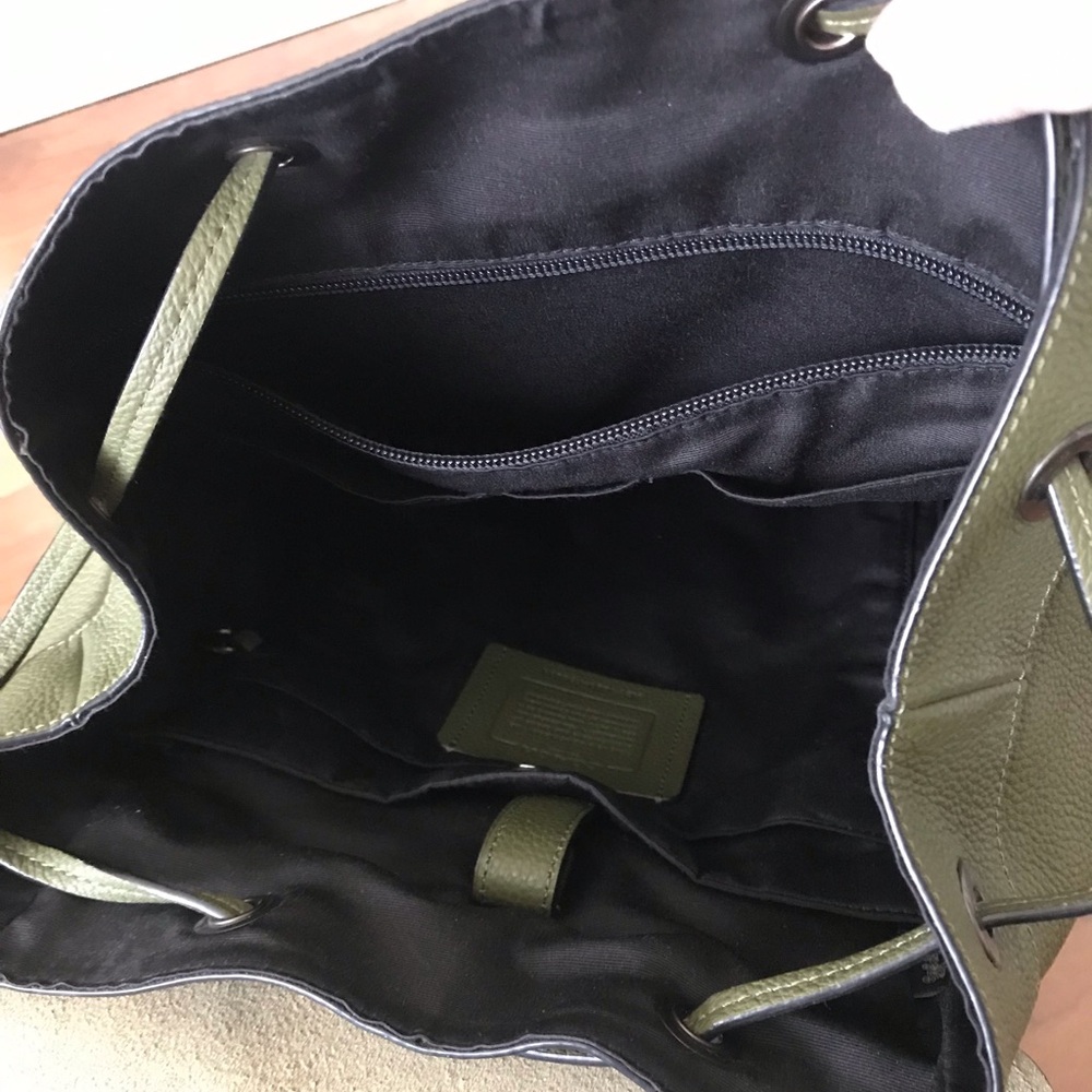 Coach Hudson Leather Backpack, Olive Green, F36811 - Picture 11 of 16